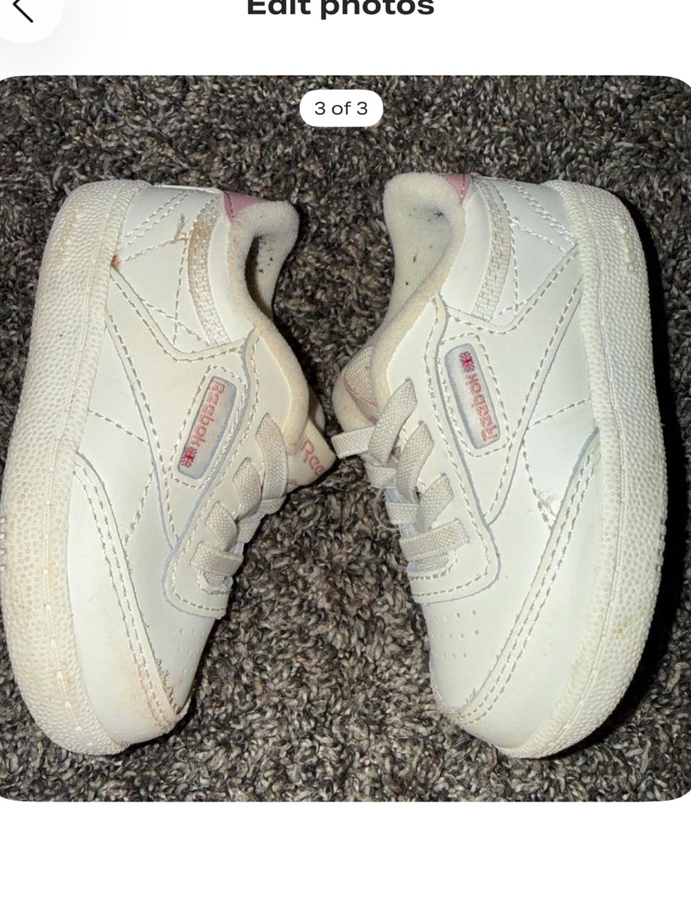 Reebok Kids White Sneakers with Pink Accents